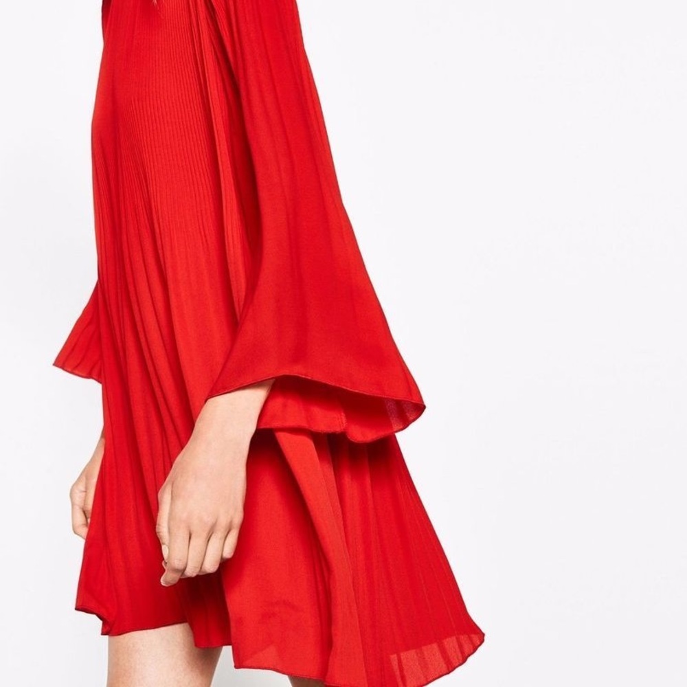 Zara red pleated dress